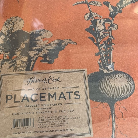 Hester & Cook Harvest Vegetable (Persimmon) Placemats 24 - Picture 1 of 5